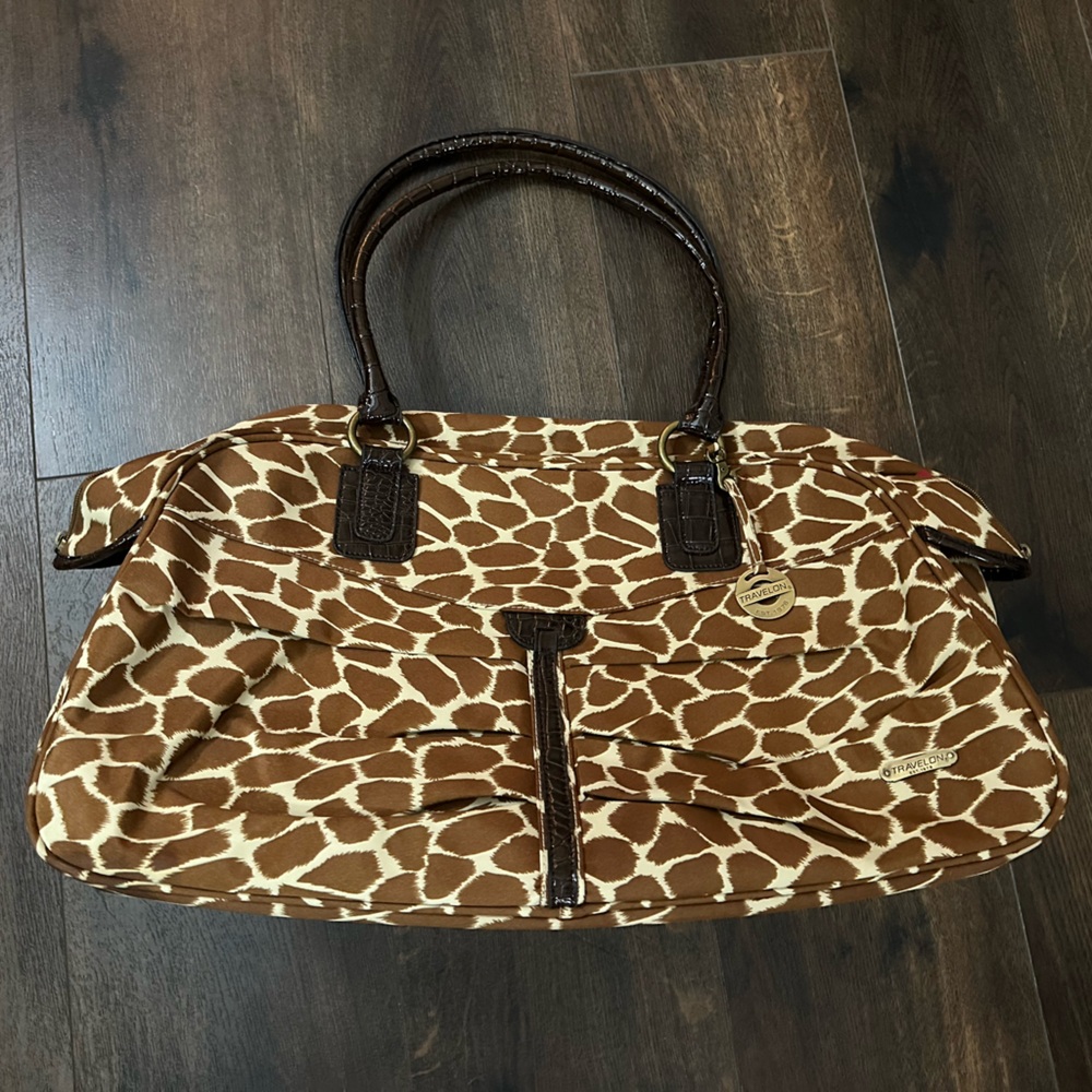 Travelon Brown Giraffe Print Travel Bag